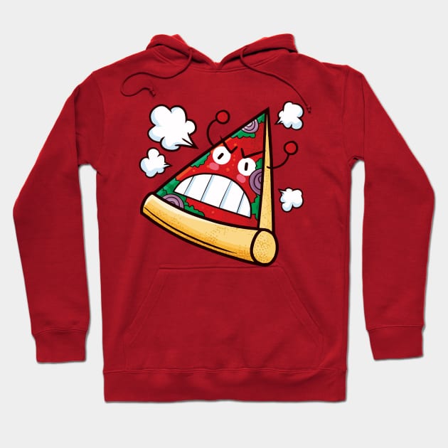 Red Angry Pizza Hoodie by Jocularity Art